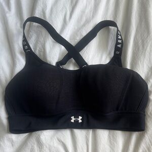 Under Armour Black Sports Bra with White Accents